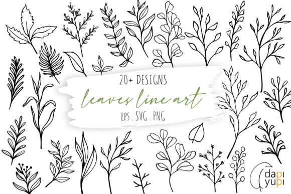 Download Botanical Line Art Clipart. Floral Set - Line Collection