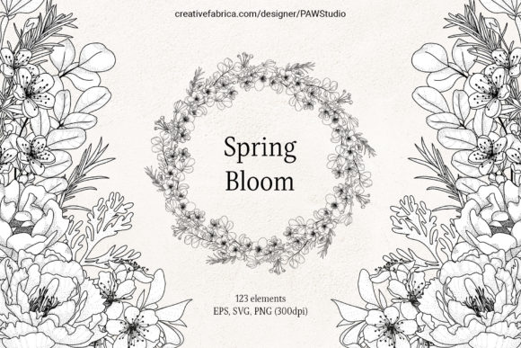 Download Floral LineArt Flower Frame Monogram - Line Collection