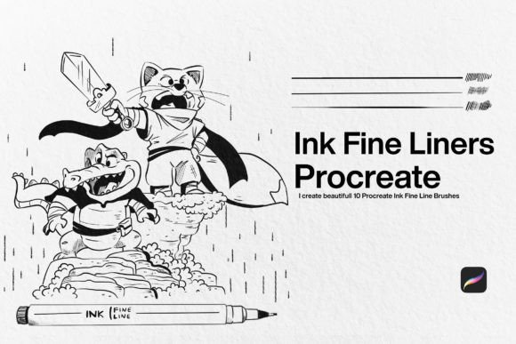 Download 10 Ink Fine Liner Brushes Procreate - Line Collection