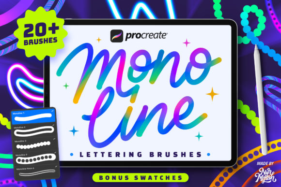 Download Procreate Monoline Lettering Brushes - Line Collection