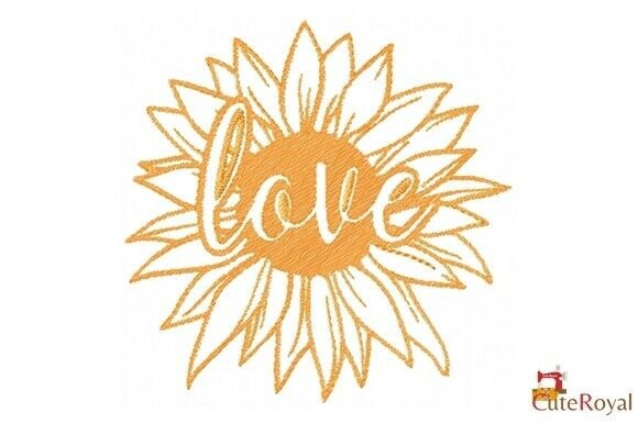 Download Love Sunflower Outline Embroidery - Line Collection